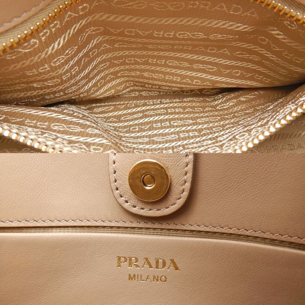 PRADA 1BA172 2-Way Pleated Handbag in Pink Beige Leather, Women's, 253553 - Picture 10 of 10